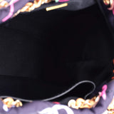 Chanel, Pre-Loved Logo Drawstring CC Bucket Backpack Quilted CC Printed Fabric Small, Blue