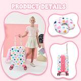 Esteemly Kid's Luggage Set 3 Piece Suitcase Set 16" Hardside Luggage with Spinner Wheels Girls Carry on Toddler Travel Rolling Suitcase with Duffle Bag Neck Pillow Airline Approved