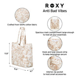 Roxy Cotton Tote Bag | Everyday Carry | Beach | Travel | Vacation | Reusable | Lightweight, Anti Bad Vibes - Ditsy Orchid