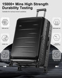 CENSIEN Luggage Sets 2 Pieces, 20 Inch Carry On Luggage and Expandable 28 Inch Checked Luggage with Spinner Wheels, Lightweight ABS+PC Hard Shell Suitcase with Front Opening, TSA Lock (Black, 20/28)