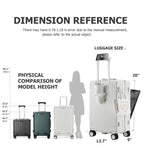feilario Aluminium Frame PC Hard Shell Spinner Wheels Luggage,20.8"X15"X8.7 Airline Approved Built-In TSA lock Carry on Suitcase, with Cup Holder, USB Port, Phone Holder