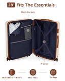 Coolife Luggage, Suitcase with Durable and Lightweight, Large Checked Luggage with ABS Hardshell Expandable, Dual Spinner Wheels, TSA Lock, and YKK Zipper (apricot white, L(28in))