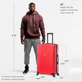 InUSA VASTY Luggage with Spinner Wheels | Durable Lightweight Hardside Suitcase, Travel Bag with Handle and Trolley, 28-Inch Large Checked Luggage | Red