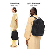 RAINS Book Daypack Large Black Laptop Backpack for Men and Women, Waterproof Black Minimalist Commuter Bag with 15”-16"