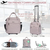 EMPSIGN Underseat Carry On Wheeled - 16" Carry on Bag with Wheels Multi-functional Lightweight Rolling Bag Overnight Weekender Small Suitcase for Women Men Travel Business, Dusty Pink