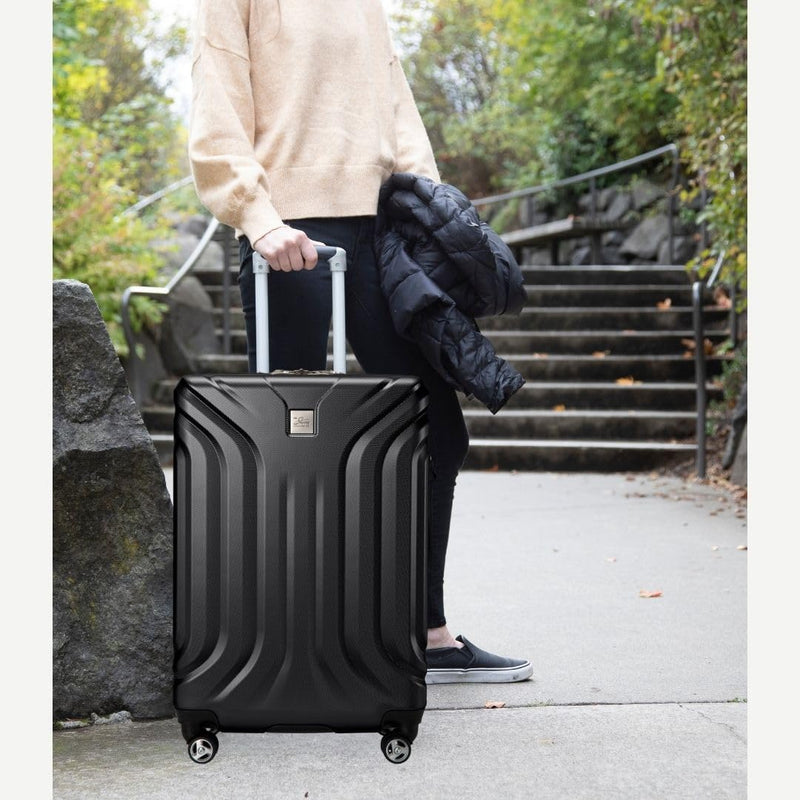 Skyway Nimbus 4.0 Expandable, Durable Hardside, 4 Wheel Spinner, Lightweight Suitcase, Unisex, Stylish, Black, Carry-On 20-Inch