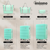 imiomo 3 Piece Luggage Sets,Suitcase with Spinner Wheels,Luggage Set Clearance for Women Man, Lightweight Rolling Hardside Travel Luggage with TSA Lock (Green, 5PCS)