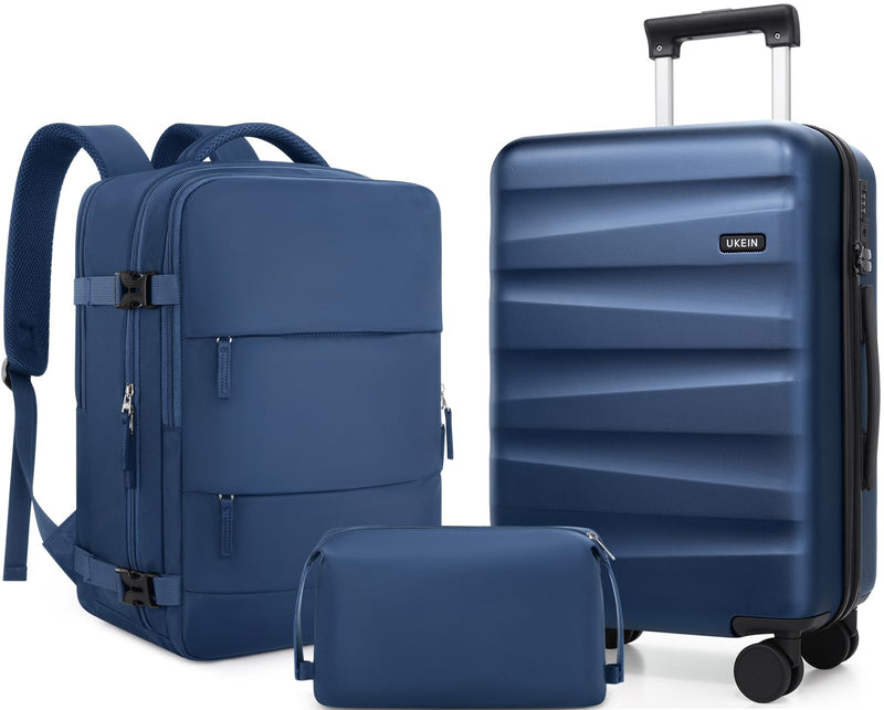 UKEIN Luggage Set with Backpack,Polycarbonate Carry On Luggage Airline Approved with Spinner Wheels, Hardshell Travel Suitcase with TSA Lock,Suitcase Set 3 Piece