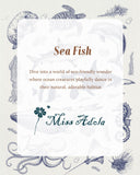 Miss Adola Aesthetic Tote Bag - with Magnetic Buckle and Zipper Inner Pocket for Women Lady Cloth Cotton Tote Bag for Gym, Work, Travel, Library, Shopping,Sea Fish