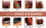 Firu-Handmade Women Vintage Style Genuine Brown Leather Crossbody Satchel Bag Handmade Purse