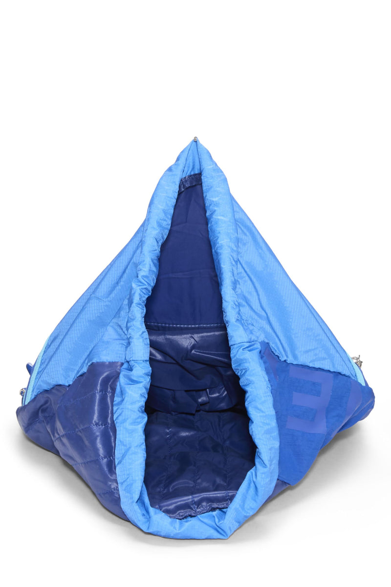 Chanel, Pre-Loved Nylon Coco Neige Drawstring Backpack, Blue