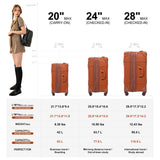 NZBZ Vintage Luggage Sets for Women Retro Suitcase Cute Vintage Expandable Luggage of 3 (Rust Orange, 20inch & 24inch & 28inch)