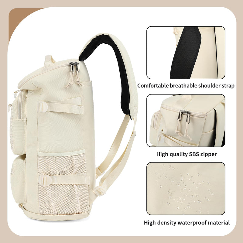 JYColofex gym duffel bag backpack, Solid color wrestling bag,with shoe compartment, 4 kinds of back method waterproof travel sports walking laptop Lightweight(B-Sea salt white)