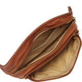 Piel Leather Multi-Zip Oval Waist Bag, Saddle, One Size