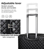feilario Plaid PU Leather Softshell Luggage Set - 4-Piece Expandable Suitcases with Spinner Wheels - Includes Large Travel Bag, 20-Inch Carry On, 24-Inch & 28-Inch Suitcases
