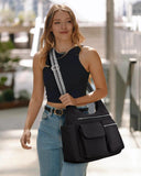 KALIDI Nylon Crossbody Bags for Women Trendy Cross Body Purse with Multiple Pockets For Ladies Casual Work Travel, Black