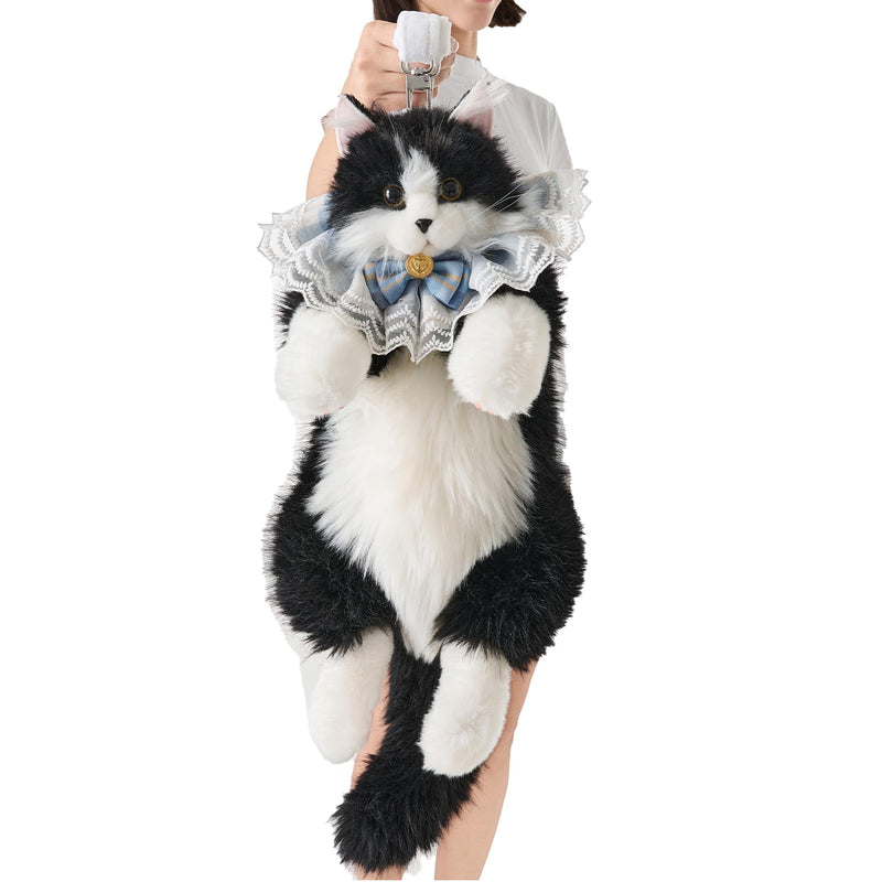 Krifey Stuffed Animals Backpack, Cute Cat plush Backpack, Realistic Animal Handcrafted Daypack with Adjustable Straps, Birthday Gifts for Women, Tuxedo Cat