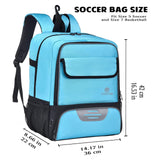XIANFENGNIAO Youth Soccer Bag, Soccer Backpack with Ball Holder, Basketball Volleyball Football Handball Sports Backpack with Ball Compartment,Like Blue