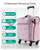 BAGSMART Underseat Carry on Luggage with Wheels, Soft Underseat Travel Luggage with PVC Wet/Dry Pockets, Lightweight Soft Personal Item Suitcase for Short Trip, Pinkish Purple