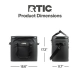 RTIC Soft Cooler 40 Can, Insulated Bag Portable Ice Chest Box for Lunch, Beach, Drink, Beverage, Travel, Camping, Picnic, Car, Trips, Floating Cooler Leak-Proof with Zipper, Black