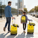 VEVOR Kids Luggage Set, 5 Piece, 18 Inch Hardside Rolling Wheels Suitcase with Backpack & U-shape Pillow, Bee Kids Carry on Luggage Set, Holiday Birthday Gift for Girls Boys, Airline Approved