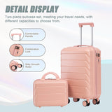 Clyrava 20 Inch Carry on Hardshell Luggage Sets of 2 Piece with Spinner Wheels and 14" Cosmetic Case, Pink Small Suitcases with Combination Lock, Checked Luggage for Travel Men/Women/Girls
