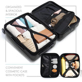 TRAVELARIM 20 Inch Carry On Luggage 22x14x9 Airline Approved, Carry On Suitcase with Wheels, Hard-shell Carry-on Luggage, Durable Luggage Carry-On, Jet Black Small Suitcase with Cosmetic Case