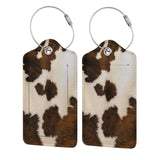 BLOCIT Luggage Tags - 2-Pack PU Leather with Privacy Cover & Stainless Steel Loop - ID Labels for Suitcases & Travel Bags - Cow Hide Brown