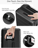 LUGGEX 21 Inch Zipperless Carry On Luggage - HUP Pro Front Opening Compartment Suitcase with Spinner Wheels, 38L Capacity, TSA Locks, Airline Approved for Business Travel(ZX-Pro, Black)