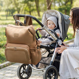 miss fong Diaper Bag Backpack - Baby Diaper Bag Neoprene Bag Large Capacity Neoprene Backpack with Diaper Changing Pad Pañaleras Para Bebe Baby Bag with 12 Pockets for Mom & Dad -Brown