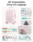 BAGSMART Carry On Luggage 22x14x9 Airline Approved with Spinner Wheels,100% PC Hardside Expandable Luggage with TSA Lock for Trips, 20 Inch Rolling Suitcases for Men Women,Pink
