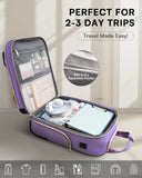 Underseat Carry On Luggage with Wheels, Airline Approved Personal Item Luggage, 16-Inch Multi-functional Underseat Luggage, Lightweight Overnight Suitcase for Women, Bussiness, Travel, Purple
