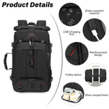 Mfinesun Travel Backpack for Men & Women, 60L Extra Large Backpack Durable Convertible Duffle Bag Fit for 18 Inch Laptop with Shoe Compartment, Wet Pocket