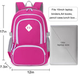 Tfomyu Kids Backpack for Girls Elementary School Backpacks for Child 17 Inch Lightweight Middle School Bookbag for Teens with Chest Strap, Purple