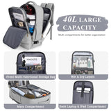 Sinaliy Travel Backpack, 40L 17 inch Laptop Travel Backpack Carry on Flight Approved, Personal Item Travel Bag, Waterproof Backpack for College, Business, Weekend, Work, Gray