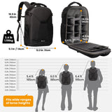 TARION Hardshell Camera Backpack Bag - 3-side Hard Case Professional Camera Bag with 14.5" Laptop Compartment & Waterproof Raincover for photographers (TRH Black)