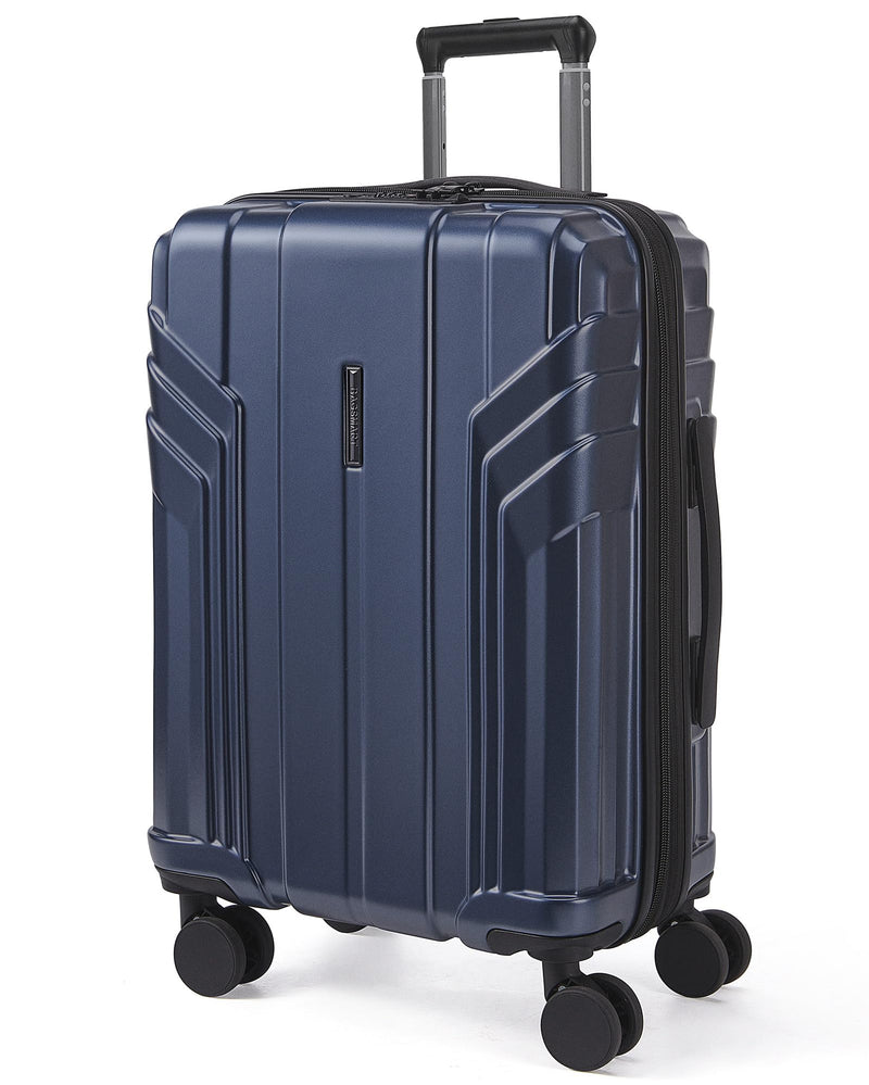 BAGSMART Expandable Carry On Luggage 22x14x9 Airline Approved, 20 Inch Travel Luggage with Spinner Wheels, Lightweight Hard Shell Suitcase Carry on Dark Blue