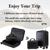 Luccalily 2-Piece ABS Hard Shell Lightweight Carry-On Luggage Set (14" & 20"), 360-Degree Spinner Wheels, Adjustable Telescopic Handle and Combination Lock for Travel, Black