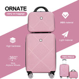 Tripcomp 2 Piece Carry on Luggage Set, Airline Approved 20 Inch Luggage with Cosmetic Case HardShell Suitcase with Spinner Wheels, Lightweight Durable Hardside Suitcases Set, Pink