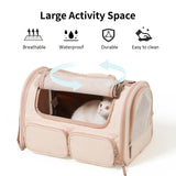 FUKUMARU Cat Carrier, 4 Mesh Windows Small Dog Carrier, 4 Storage Pockets Cat Travel Bag, Under 15 lb Airline Approved Pet Carrier, Rollable Cover for Nervous Cats, Pink