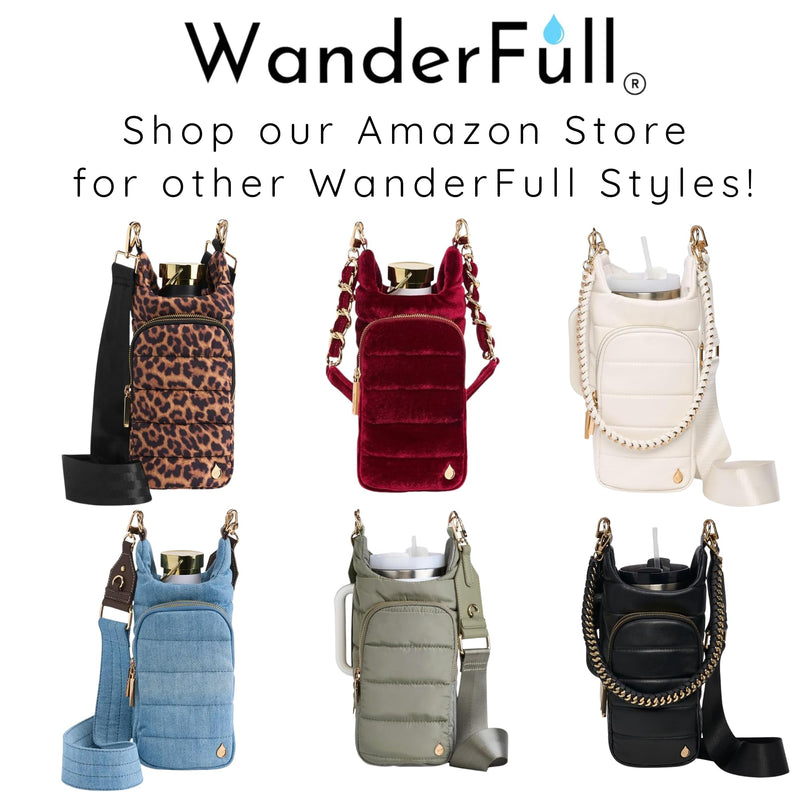 WanderFull® Original HydroBag®, Fits Up to 32 oz Water Bottle Holder with Strap, Hands-Free Crossbody, Water Bottle Carrier Bag with Phone Pocket - Kelly Green Matte w/Striped Strap