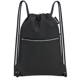 HOLYLUCK Drawstring Backpack Small Gym Bag with Mesh Pockets String Bag Backpack for Men Women, Black