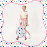 Esteemly Kid's Luggage Set 2 Piece Suitcase Set Hardside Luggage with Spinner Wheels Girls Carry on Toddler Travel Rolling Suitcase with Neck Pillow Airline Approved