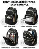 Arcoyard Rolling Backpack for Women, 15 inch Lightweight Wheeled Roller Laptop Backpack for Adults, Water Resistant Underseat Carry On Luggage Bag, TSA Friendly Anti Theft Business Gear, Black Gold