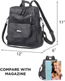 WYFJNX PU Leather Backpack Purse for Women Fashion Multipurpose Design Handbag Ladies Shoulder Bags Travel Backpack Black