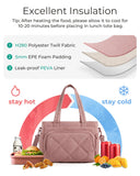 BAGSMART Lunch Bag Women Large Lunch Box Insulated Tote Bag with Multi-Pockets Quilted Puffy Tote for Work, Outdoors