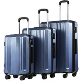 Coolife Luggage 3 Piece Set PC+ABS Hardshell Suitcases with TSA Lock, Spinner Lightweight (ice blue, 3 piece set)