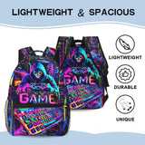 School Backpack for Boys Video Game Backpack for Kids Skull Gaming Print Boys Backpacks School Bag Lightweight Waterproof Adjustable Kids Backpacks Students Bookbag for Children Teens Ages 6-18