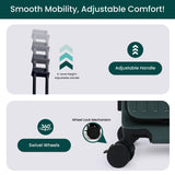 NOBL Duo Carry Carry-On Luggage with Detachable Side Bag, 22.1x14.6x10.5 Airline Approved, Noble Zipperless PC Hard Shell Suitcase & Crossbody, 360° Spinner Wheels, TSA Locks, USB Port - Forest Green