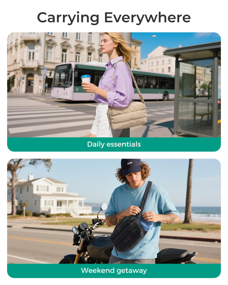 BAGSMART Lightweight Crossbody Bags for Women, Quilted Puffer Shoulder HandBags with Adjustable Strap for Travel